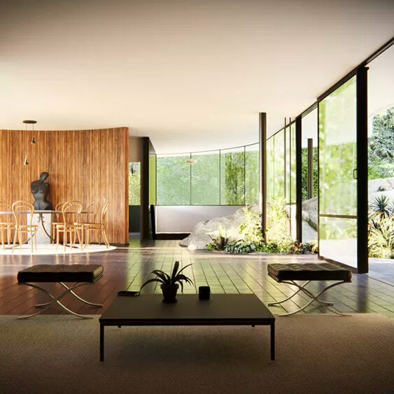 Projet Lumion 2023 Casa Das Canoas par Adam Ingram - Perspective d'intérieur