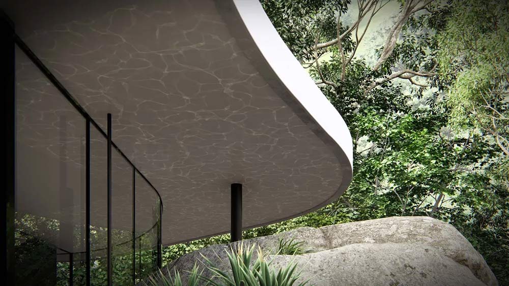 Projet Lumion 2023 Casa Das Canoas par Adam Ingram - Reflets de la piscine