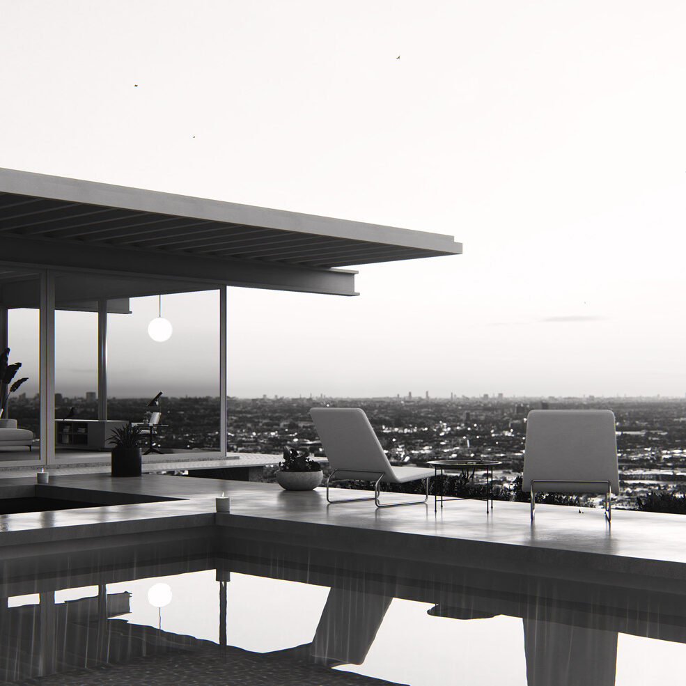 Lumion-2023-3-Stahl-house-LUT-rendu-style-prédéfinis-noir-&-blanc