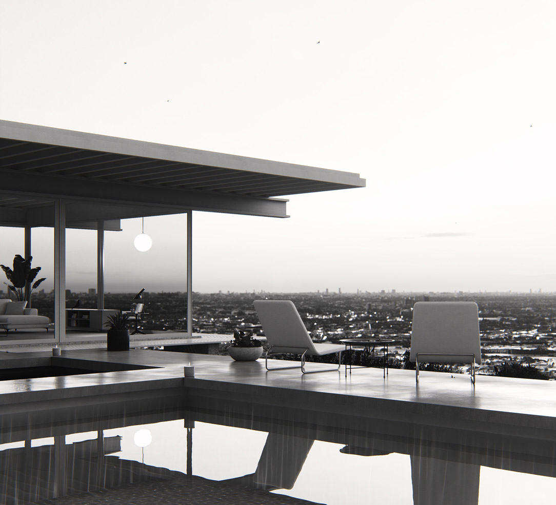 Lumion-2023-3-Stahl-house-LUT-rendu-style-prédéfinis-noir-&-blanc
